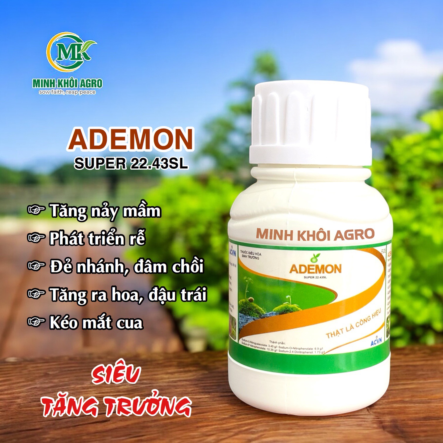 Thuốc điều hòa sinh trưởng Ademon Super 22.43SL - chai 100ml